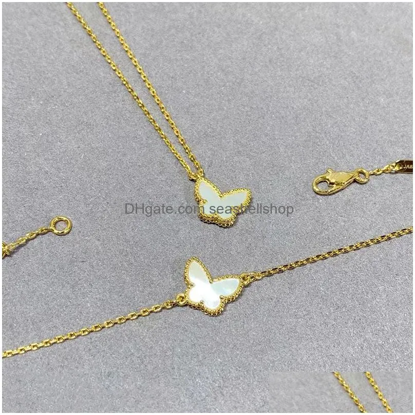 s925 sterling silver sweet butterfly designer stud earrings for women luxury brand clover shell short choker bracelets necklace earring jewelry