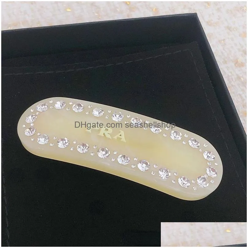 p brand letters designer hair clip barrettes luxury shining diamond acrylic classic hair pins for girls women party jewelry gift