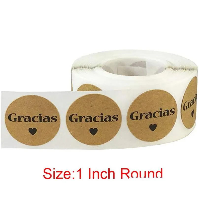 christmas decorations for home and wedding party decoration gracias spanish thank you natural kraft stickers 1in 500 labels/roll