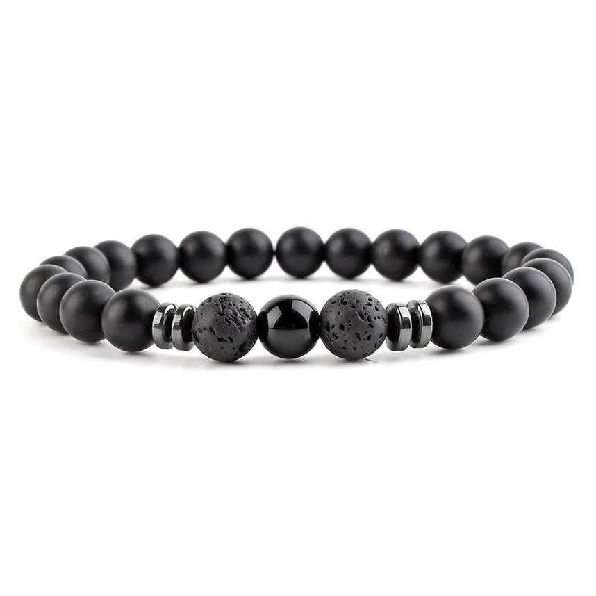 black lava rock oil perfume diffuser beads strands bracelet yoga chakra bracelets bangle cuff women men fashion jewelry will and sandy
