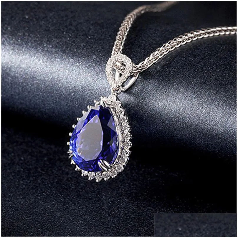 women diamond drop necklace rose gold chains woman crystal necklaces fashion jewelry gift will and sandy