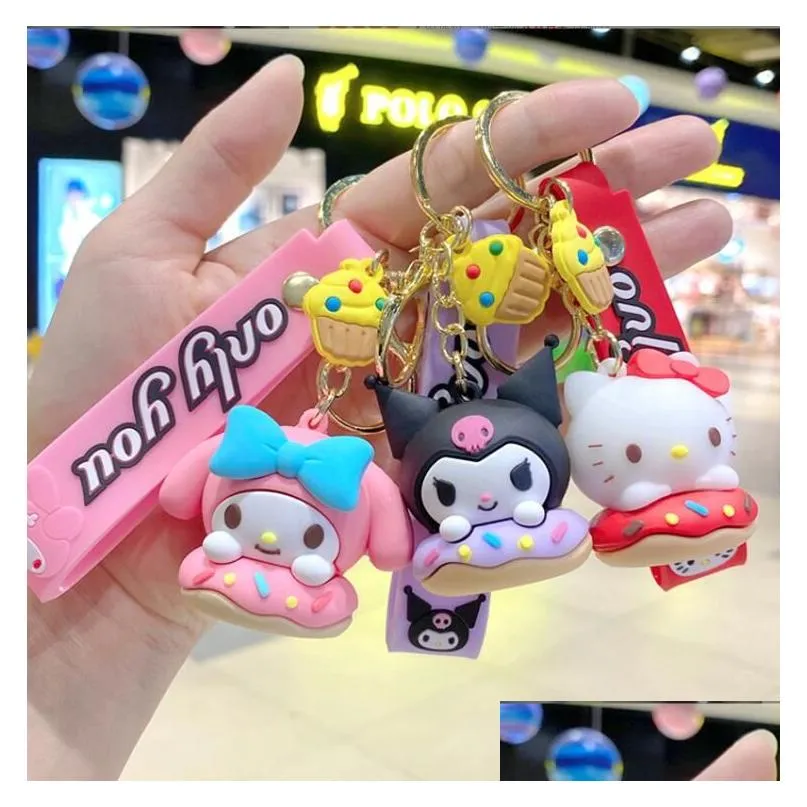 cartoon kuromi with  silicon pendant jewelry key chain backpack ornament car key ring gifts