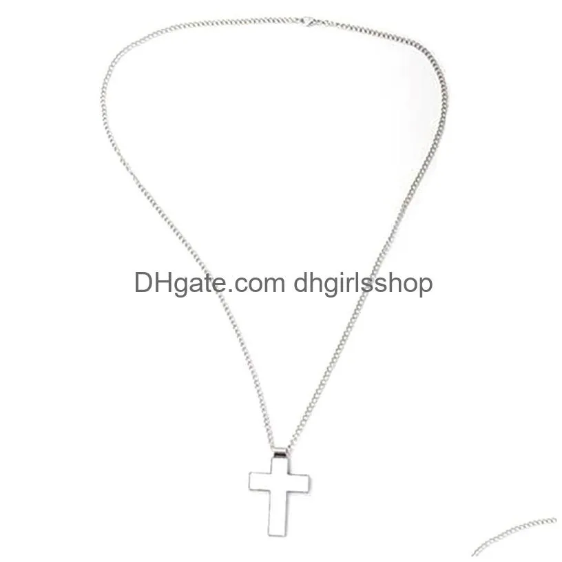 sublimation blank cross pendant necklace personalized heat transfer metal pendant hip hop fashion jewelry