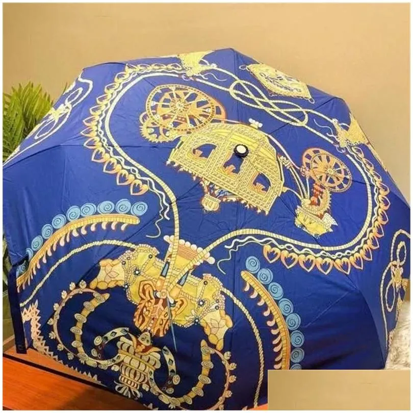 designers brand uv protection umbrellas fashion full automatic folding luxury rainy umbrella women men outdoor travel sunshade