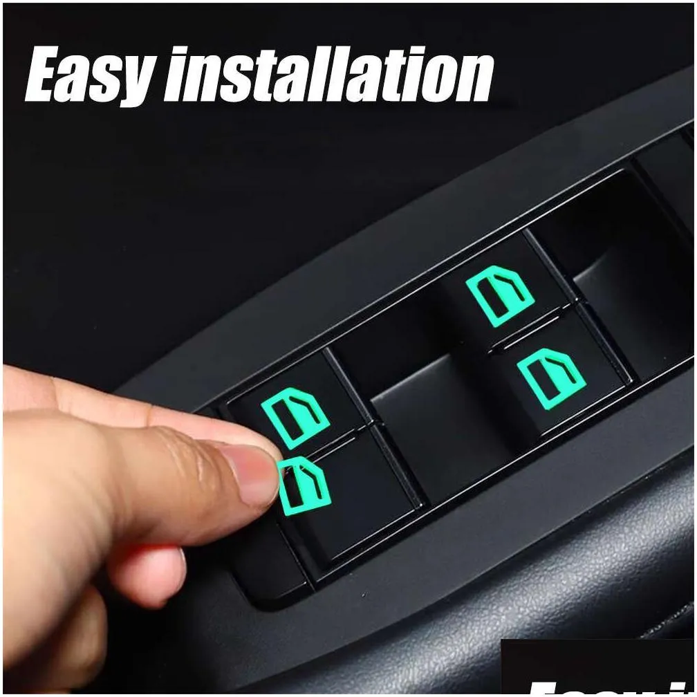  1/2pcs colorful luminous car button stickers window lift switch decals car interior stickers suitable for various models