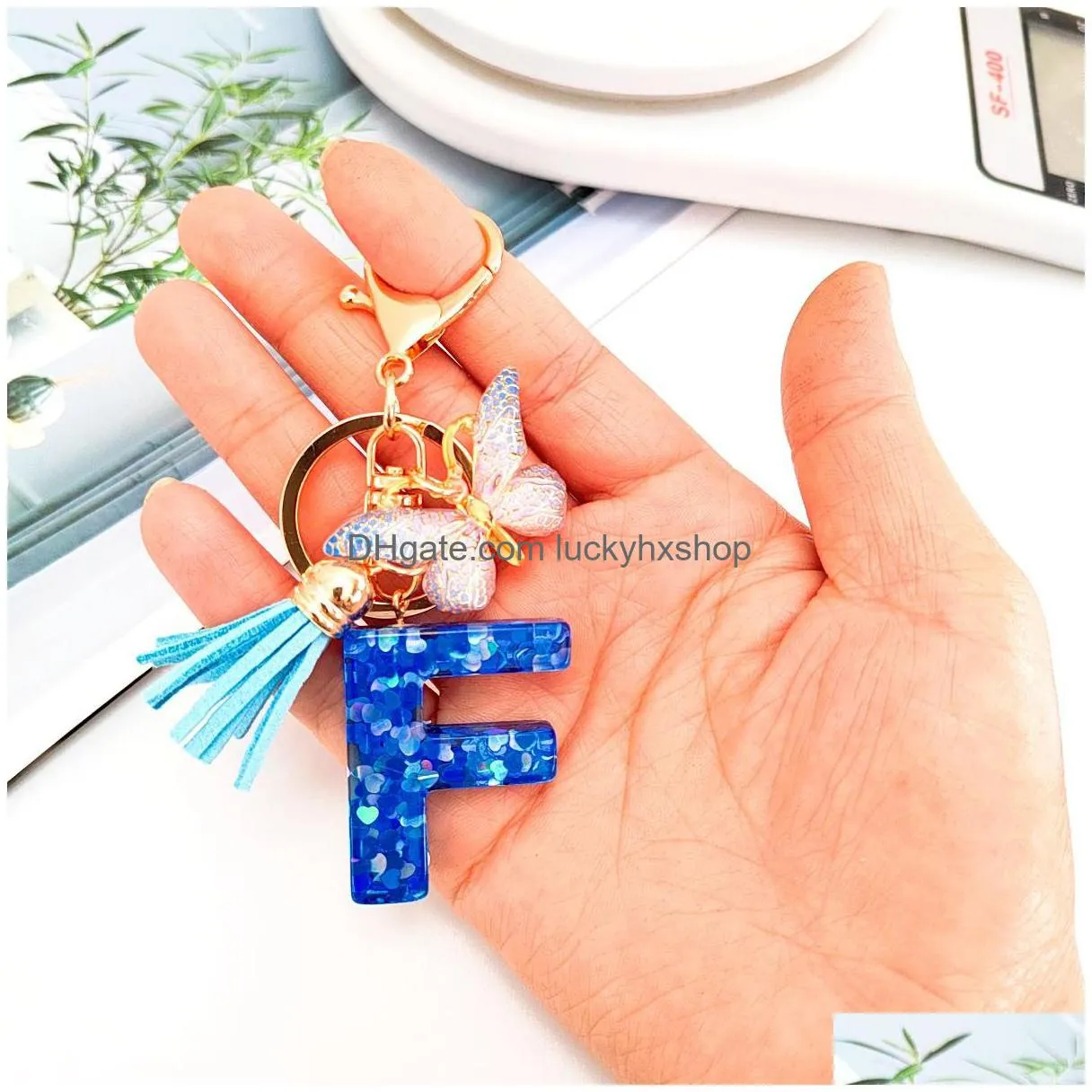 initial letter keychains for girls women cute butterfly heart keychain for backpack school bag