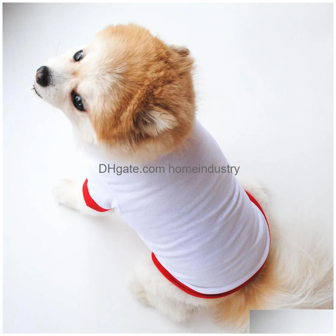 dog apparel sublimation blanks dogs clothes white blank puppy shirts solid color small t shirt cotton outwear pet supplies 2 colors s