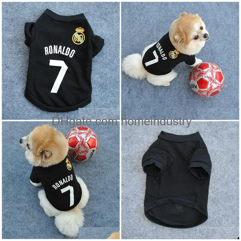 sublimation blanks dog apparel spring autumn pet dogs t-shirt black portugal football shirt team ronaldo