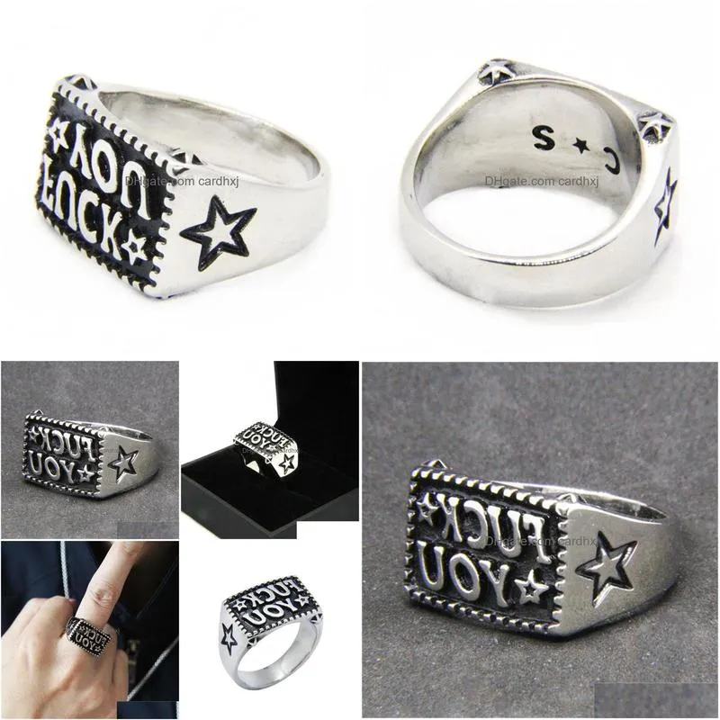 5pcslot fk you star ring 316l stainless steel fashion jewelry biker hip style2991162