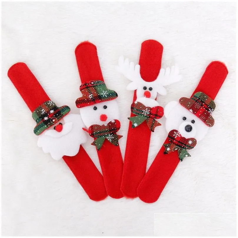 christmas slap bracelet flannel snowman deer santa slap wristhand without light xmas kids party toys children christmas toys wholesale