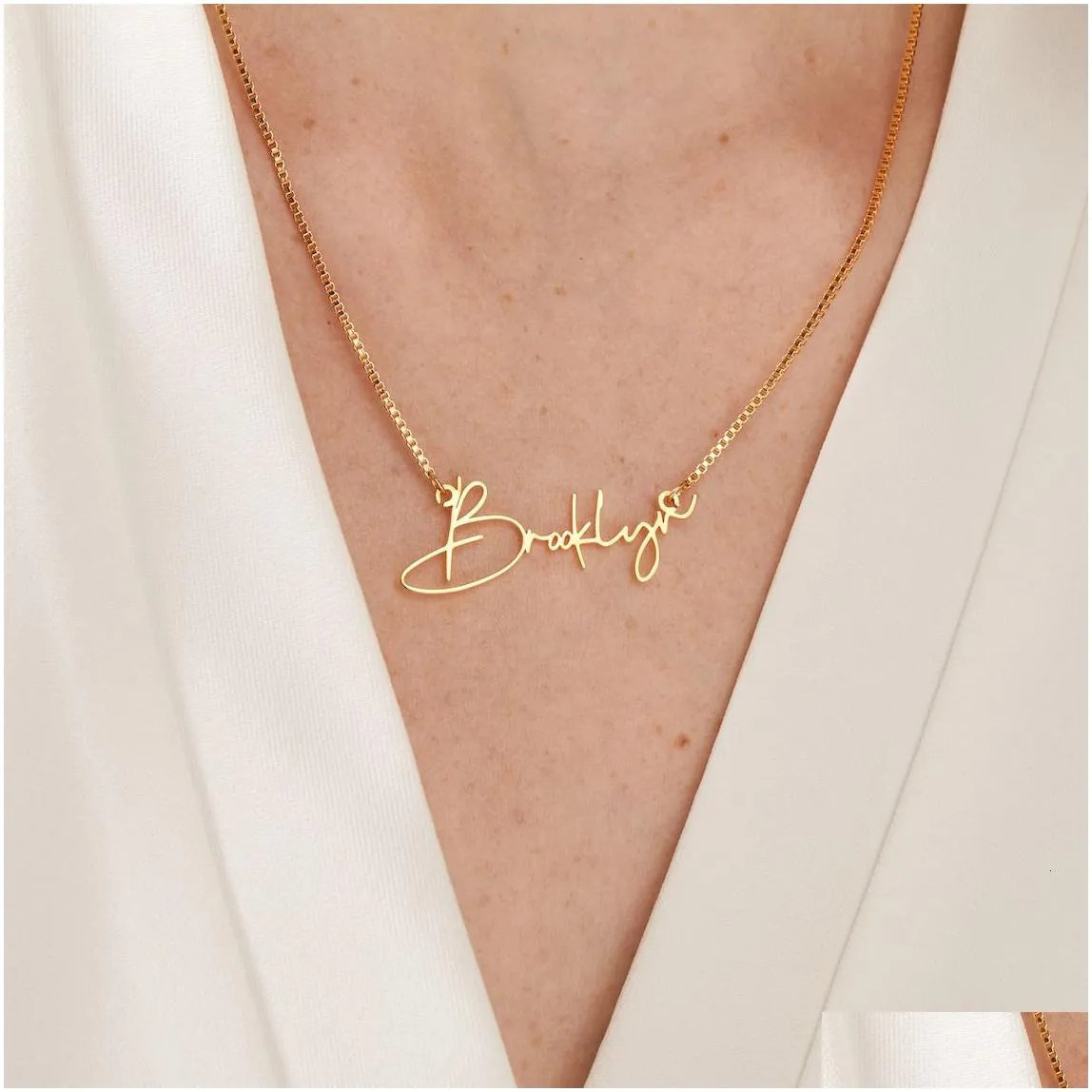 pendant necklaces personalised gold name necklace with box chain custom handmade jewelry birthday gift for her mom 230522