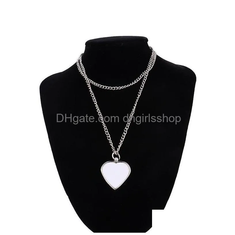 sublimation blank letter pendant necklace creative heat transfer heart shaped necklace diy valentines day gift