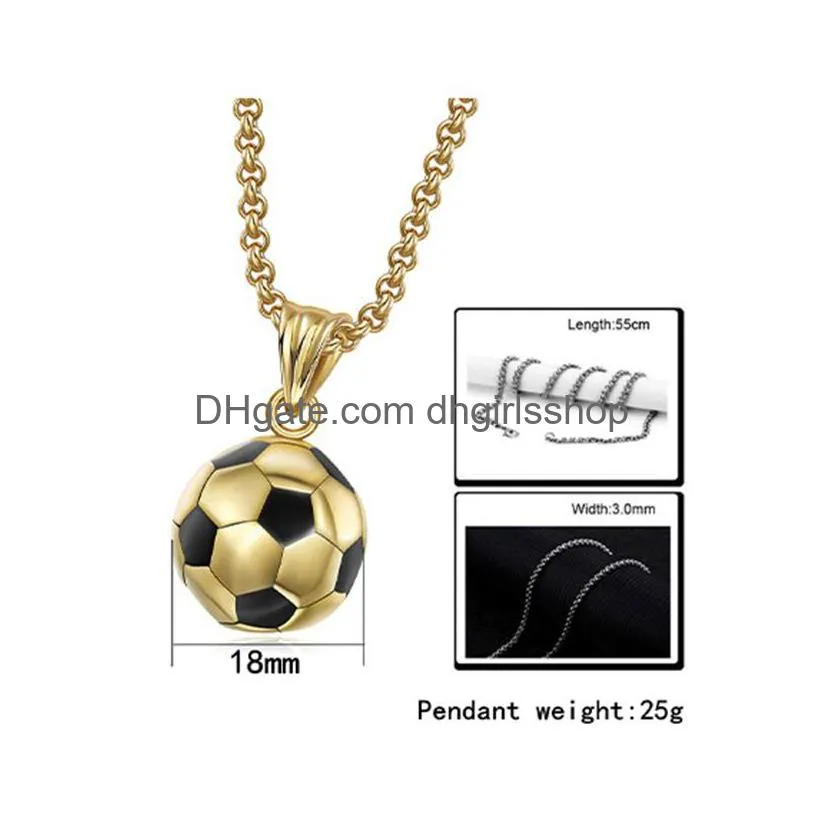 personality football pendant necklace mens hip hop necklace fashion accessories with chain