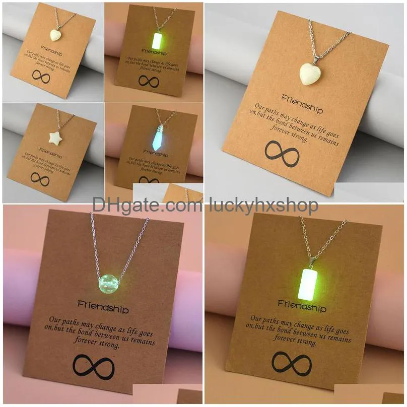 luminous pendant card necklace pentagram love heart shape pendant wholesale