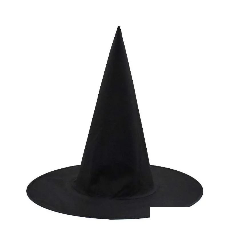 women black witch hat for halloween oxford cloth wizard hat halloween makeup costume prop peaked cap