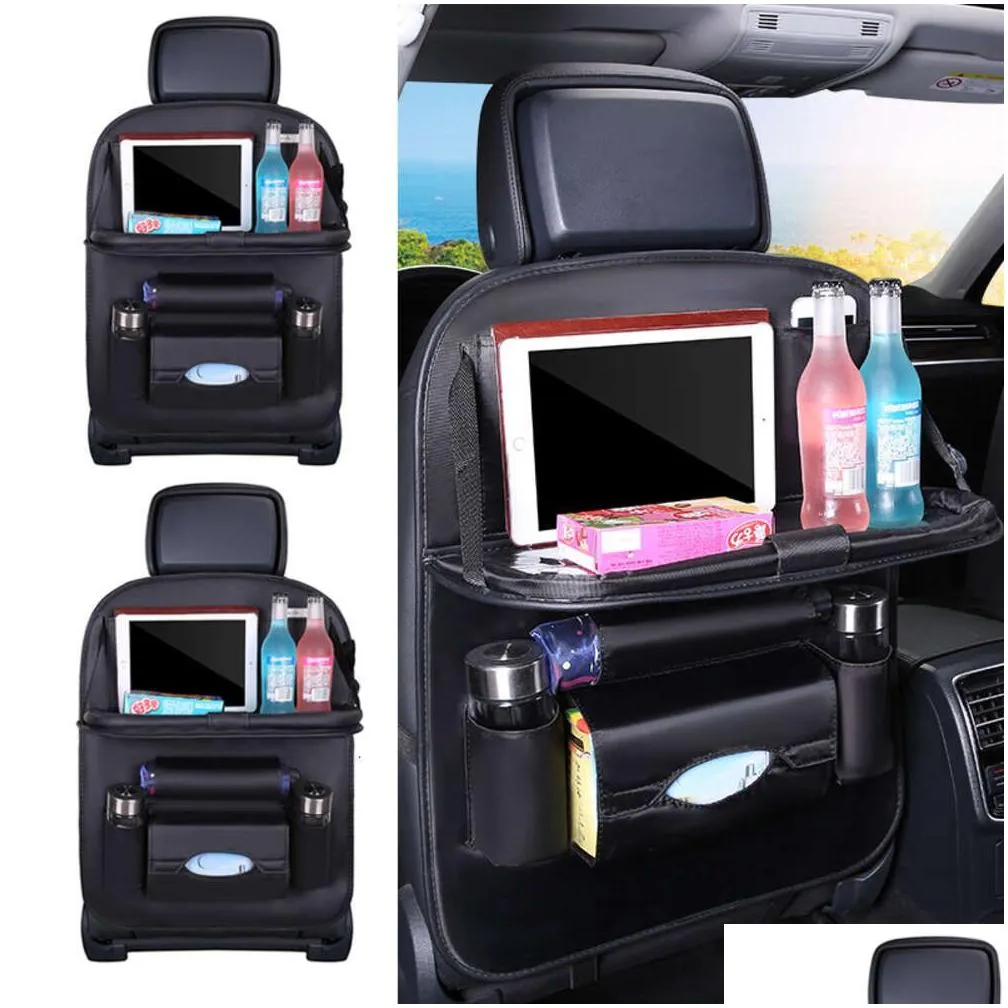  universal auto back seat storage with dining table car seat back organizer storage bag travel holder protector car organizer