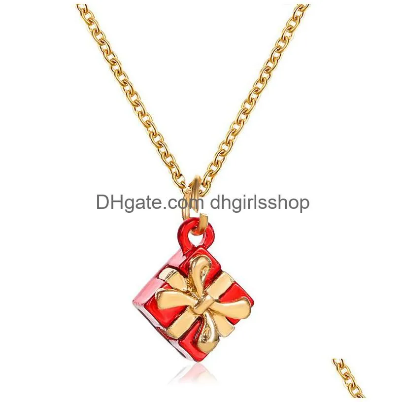christmas gift pendant necklace heart shaped snowflake drop oil necklace party decorate fashion accessories