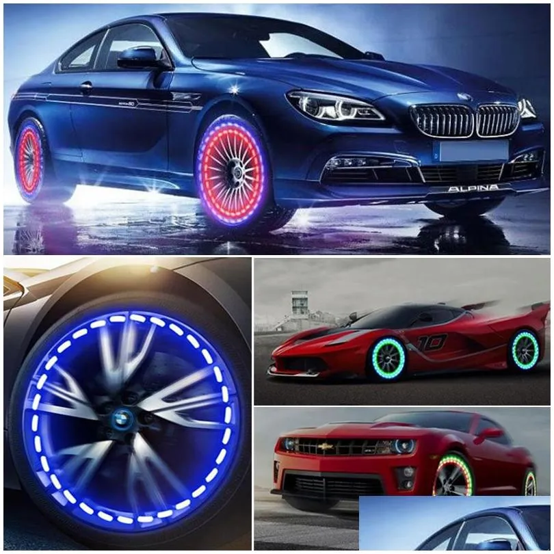 xinmy car led lights solar energy auto wheel tyre flash tire valve cap neon daytime running lamp motion activated external decoration
