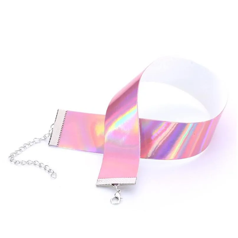 leather laser necklace choker fluorescent light simple fashion maxi punk collar necklaces women hip hop jewelry drop ship