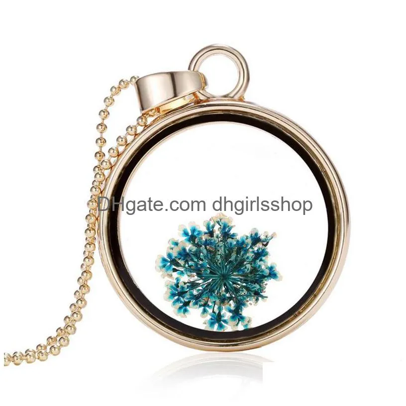 creative rose flower pendant necklace round transparent glass decorative necklaces romantic valentines day gift