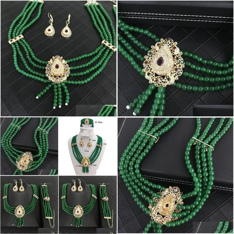 wedding jewelry sets neovisson high quality natural stone beaded necklace drop earring morocco bride set women favorite gift 230608
