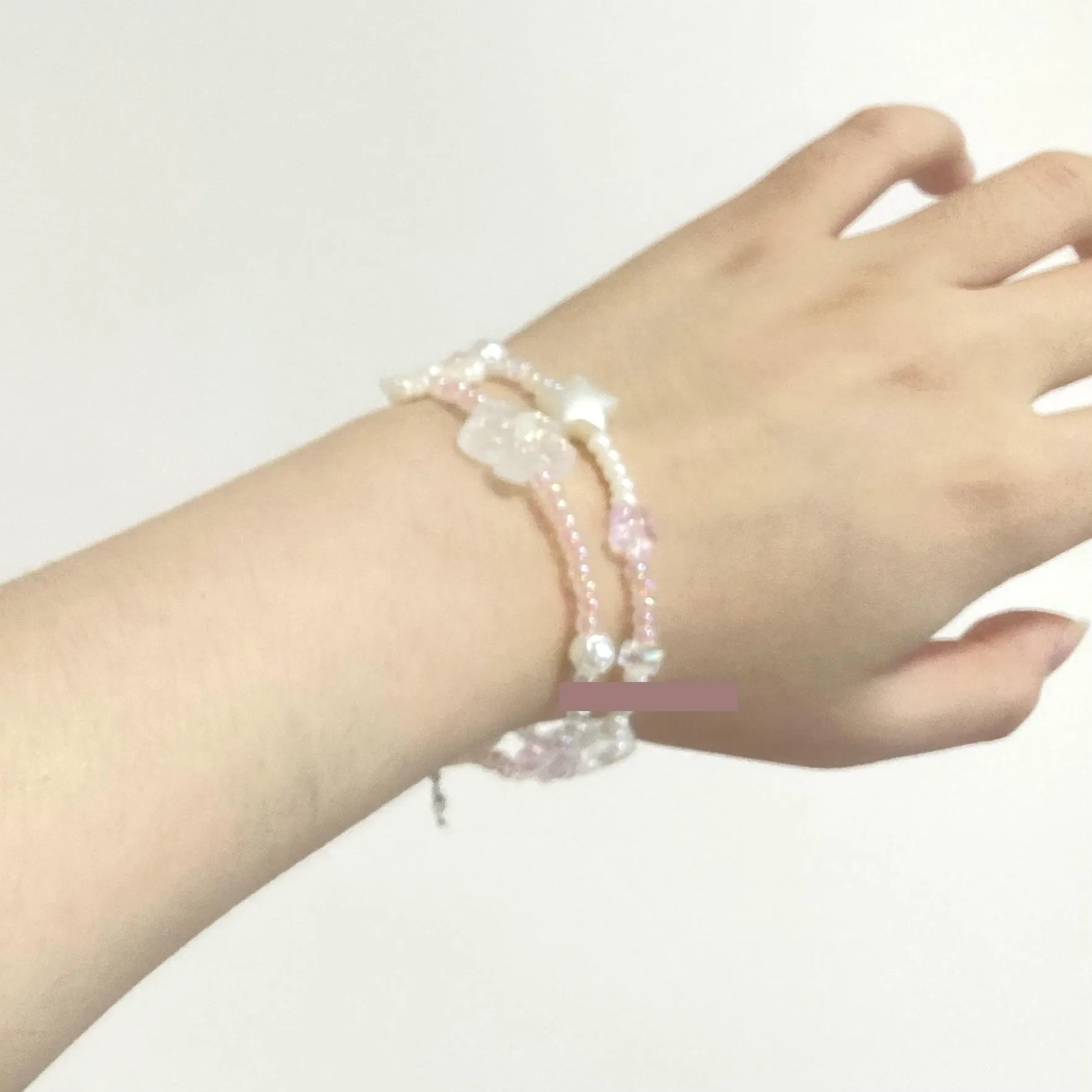  romantic world homemade beaded bracelet pink cute starfish bow convallaria girl bracelet