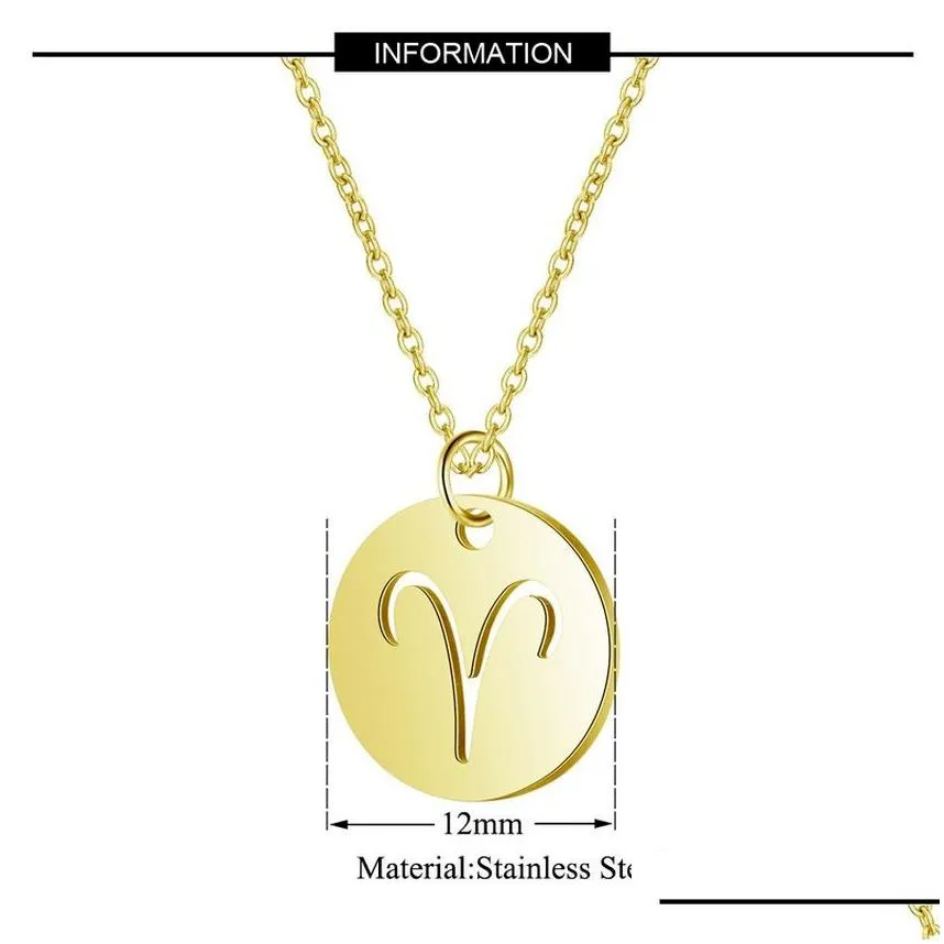 coin pendant twelve constell necklace stainless steel gold zodiac sign necklaces women fashion jewelry will and sandy libra leo pisces