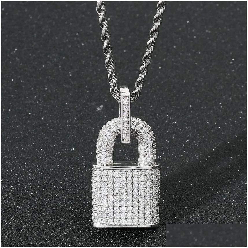 bling cubic zircon diamond lock necklace hip hop jewelry set 18k gold padlock pendant necklaces stainless steel chain fashion for women men will and ssandy