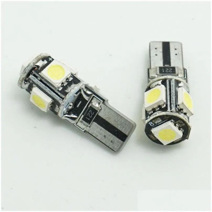 100pcs t10 5smd 5050 led canbus error car lights w5w 194 5led light bulbs white lamp