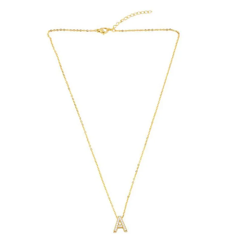 women 18k gold crystal necklace english initial chains letter pendant necklaces fashion jewelry will and sandy gift