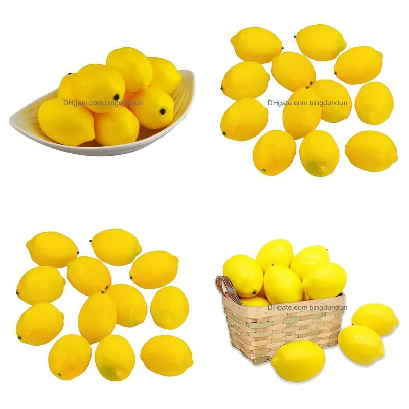 12pcs artificial lemons fake fruit for home kitchen wedding party festival autumn thanksgiving decoration yellow