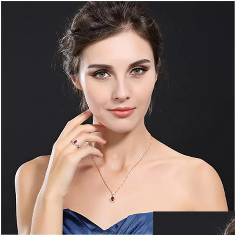fashion gemstone water drop necklace rose gold chains diamond pendant necklaces women wedding necklaces jewelry will and sandy gift