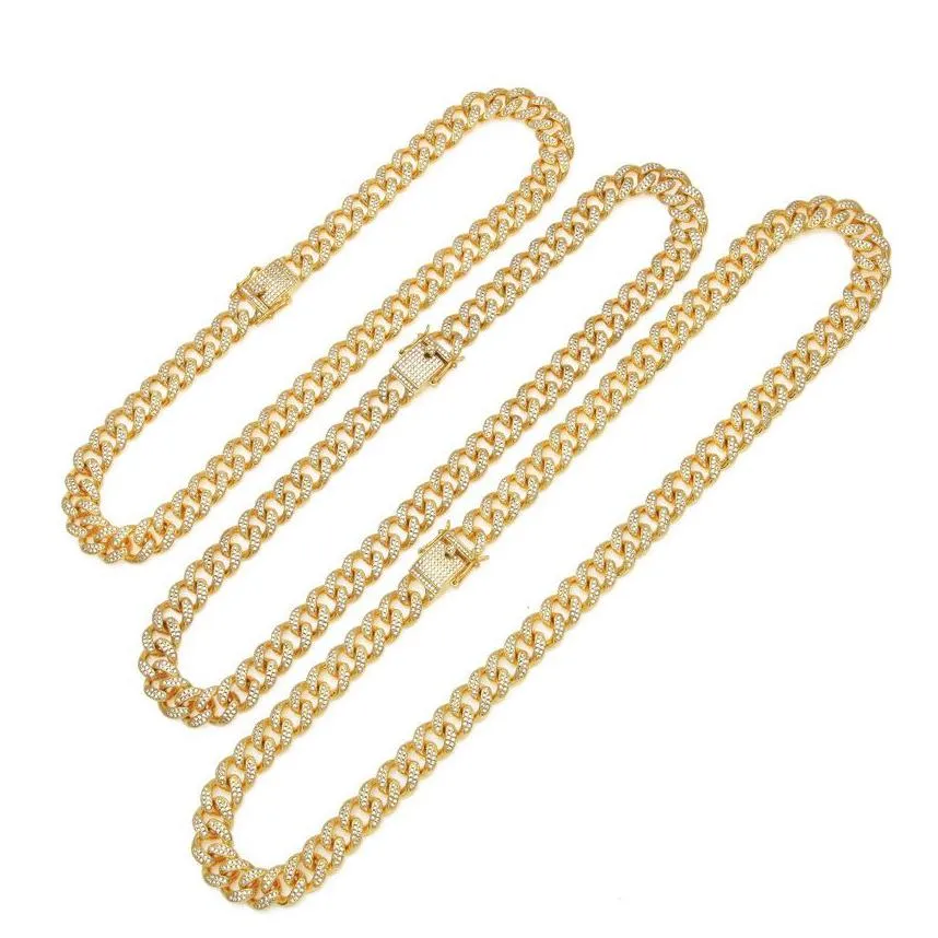 16-24inch zircon cuban link chain nekclace bling hip hop jewelry set 18k gold diamond buckle link chains necklaces for men will and sandy drop ship