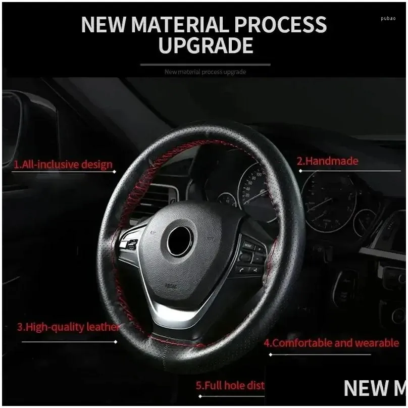 steering wheel covers artificial leather cover anti-slip braiding for cowhide 37cm-38cm protector