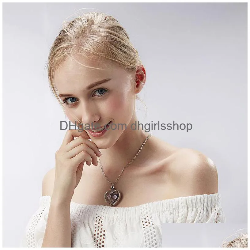 heart shaped crystal pendant necklace creative dry flower necklace womens fashion accessories