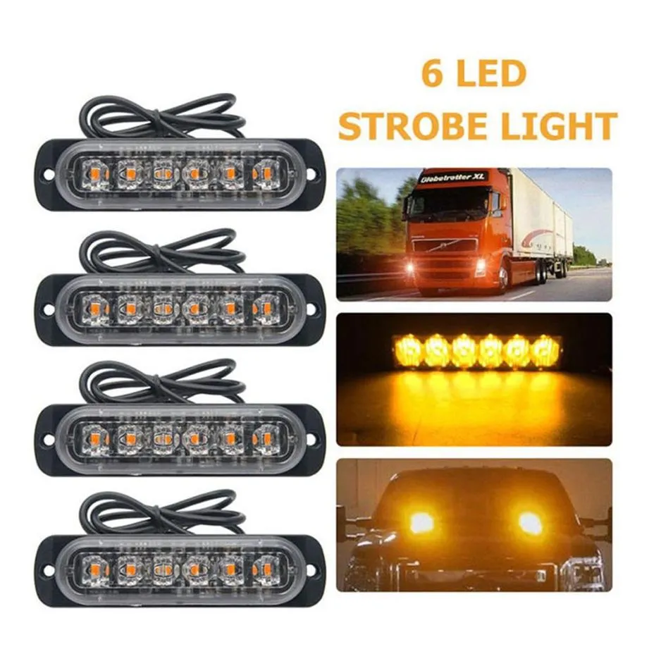 Car Emergency Lights 6 Led Strobe Light Truck Warning 12-24V For Suv Vehicle Motorcycle Drop Delivery Mobiles Motorcycles Lighting A Dho2Z