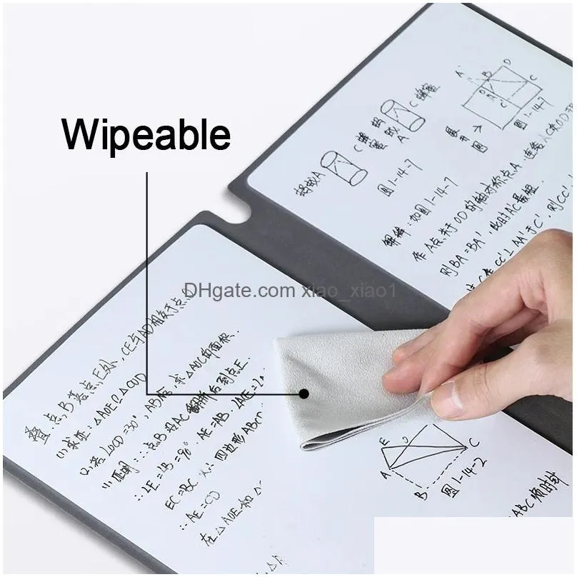 wholesale a5 reusable whiteboard notebook leather memo whiteboard pen erasing cloth weekly planner portable stylish office