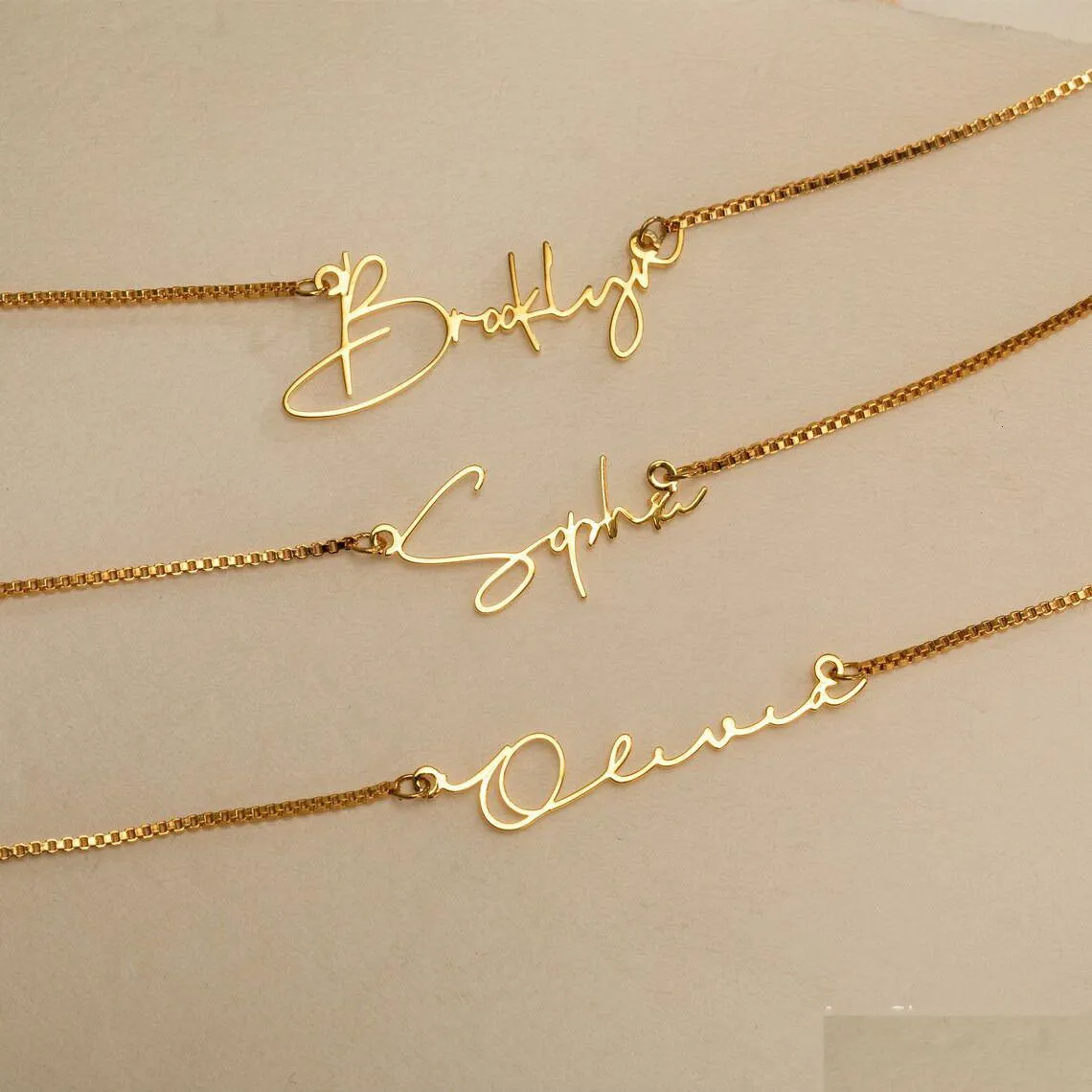 pendant necklaces personalised gold name necklace with box chain custom handmade jewelry birthday gift for her mom 230522
