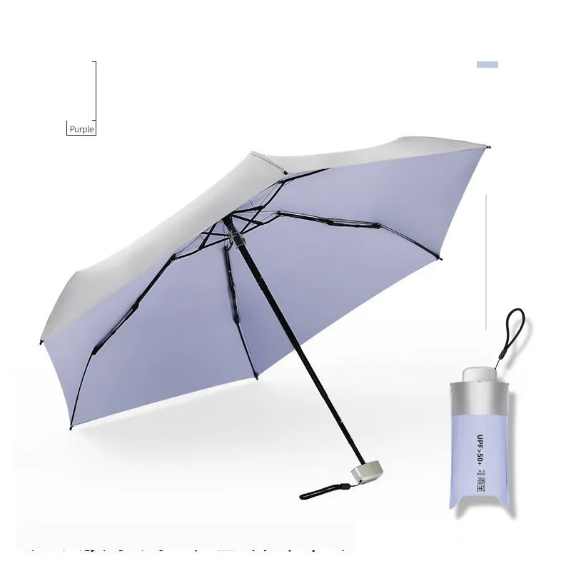 bath color flat handle five-fold umbrella flat vinyl sunblock umbrella uv protection umbrella solid color umbrella