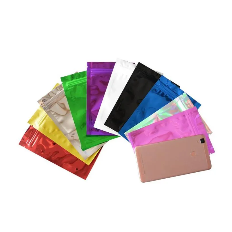 wholesale double-sided bright multi colors resealable ziplock mylar bag food storage aluminum foil bags plastic packing case smell proof pouches container for dry