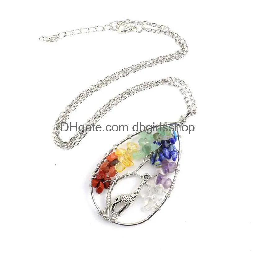 crystal pendant necklace giraffe natural gravel snow life tree necklaces fashion accessories