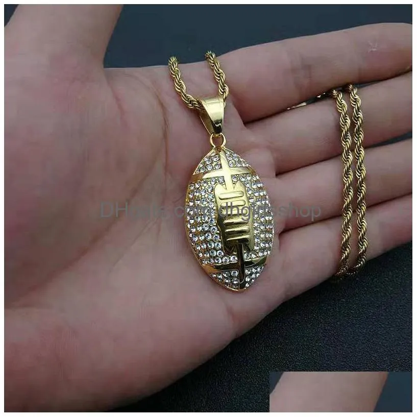 rugby pendant necklace metal mens hip hop necklace fashion jewelry accessories