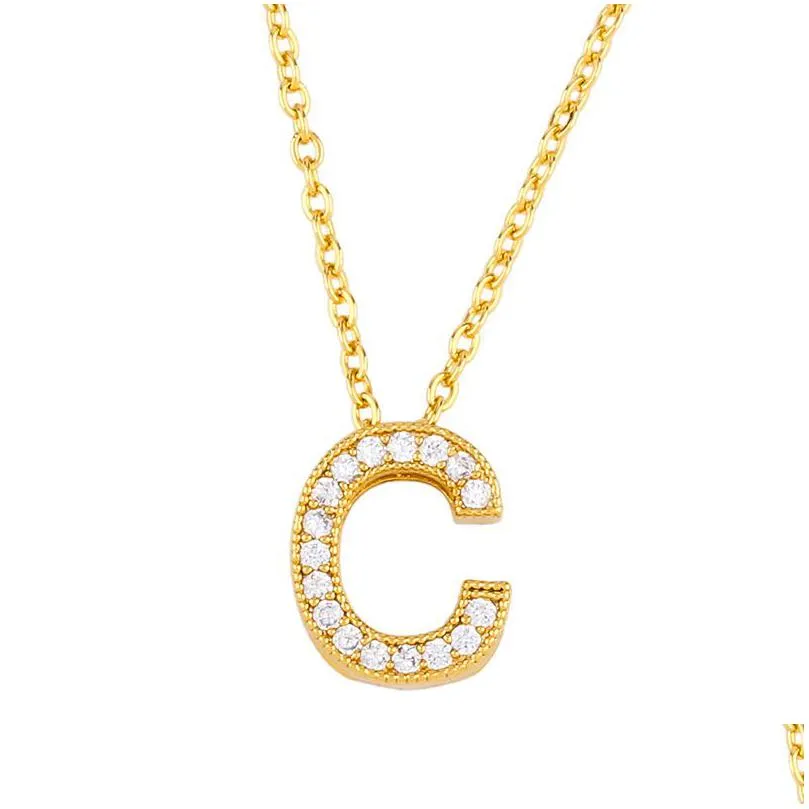 women 18k gold crystal necklace english initial chains letter pendant necklaces fashion jewelry will and sandy gift