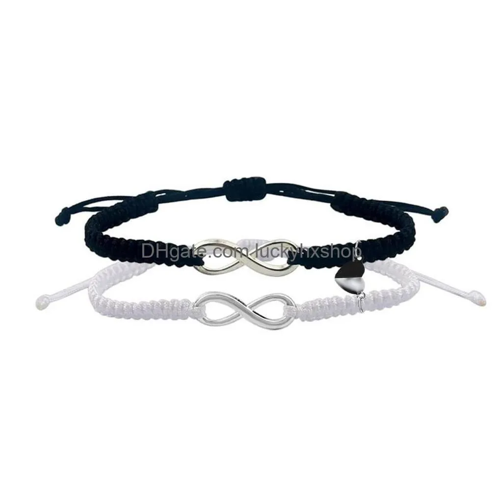 infinity lucky bracelet braided adjustable two-pack love magnetic couple bracelet