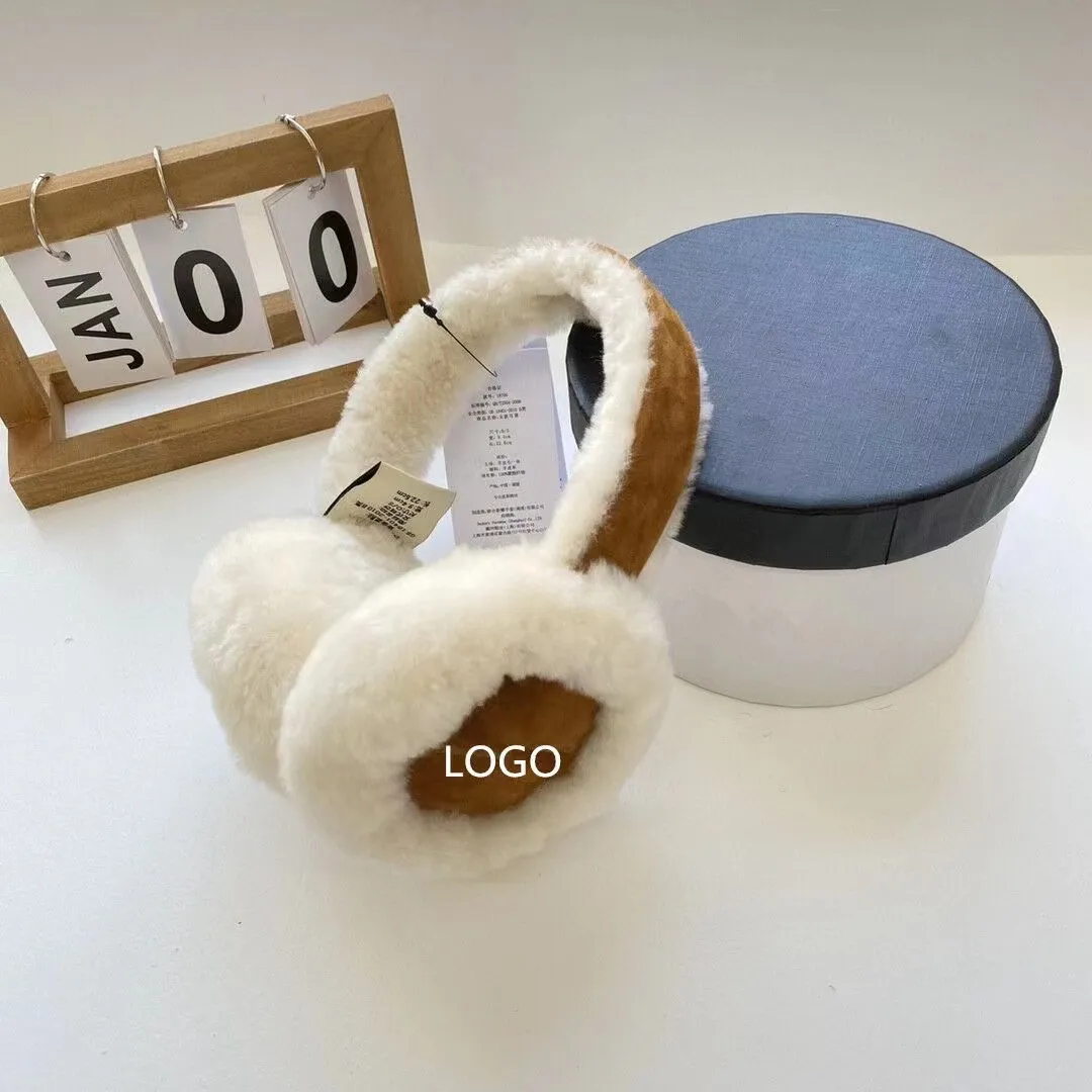 Ear Muffs Sheepskin Fur Designer Earmuffs Metal Buckle Versatile Ear Cover Winter Ear Warmer for Women and Men with logo