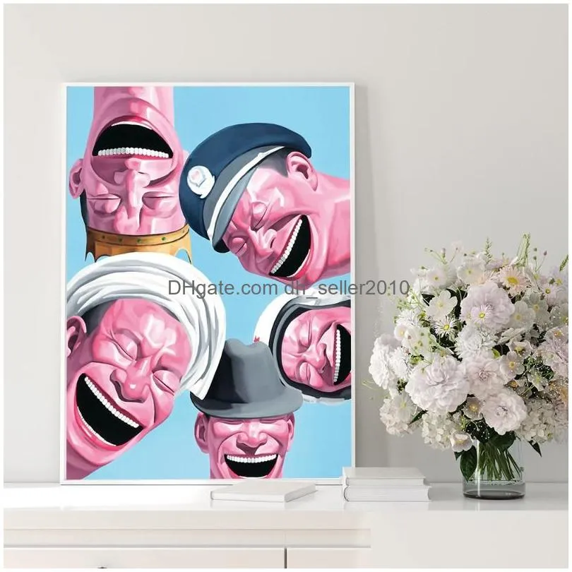 paintings canvas painting chinese figure picture yue minjun laughing man art posters and prints wall pictures for living room9098868