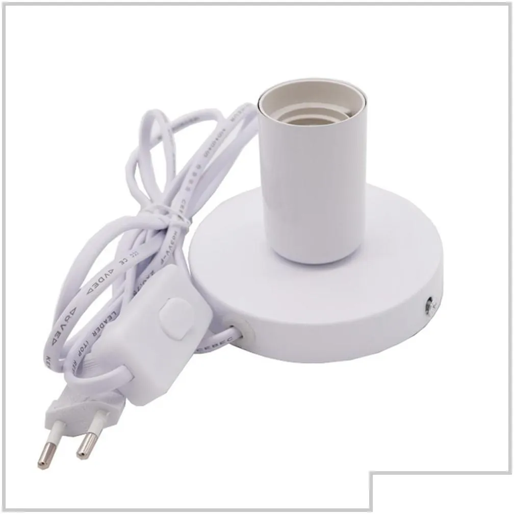 polished metal desktop lamp base 180cm cord e27 e26 base holder with onoff switch eu us plug in screw for table