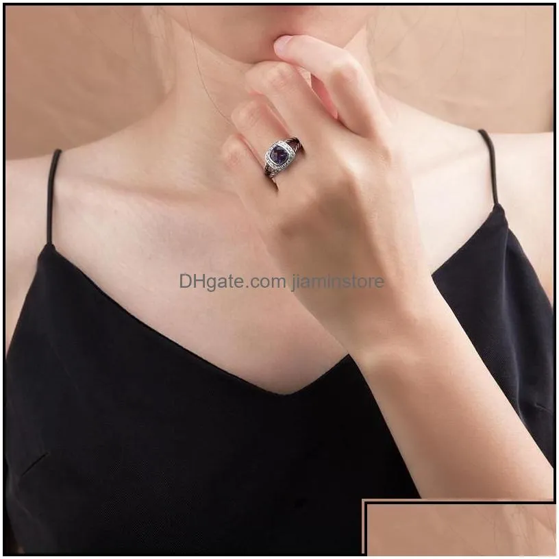 band rings twisted rings prismatic black womens fashion sier plated micro diamonds trendy versatile styles drop delivery dhgarden