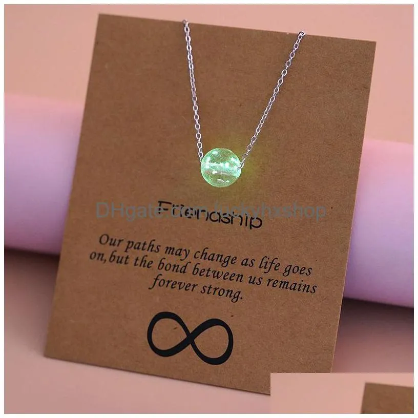 luminous pendant card necklace pentagram love heart shape pendant wholesale