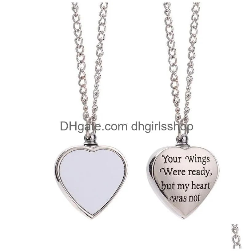 sublimation blank letter pendant necklace creative heat transfer heart shaped necklace diy valentines day gift